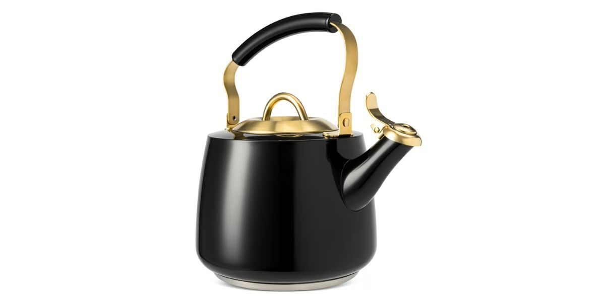 Thyme &amp; Table Stainless Steel 1.8L Stovetop Tea Kettle - Black &amp; Gold