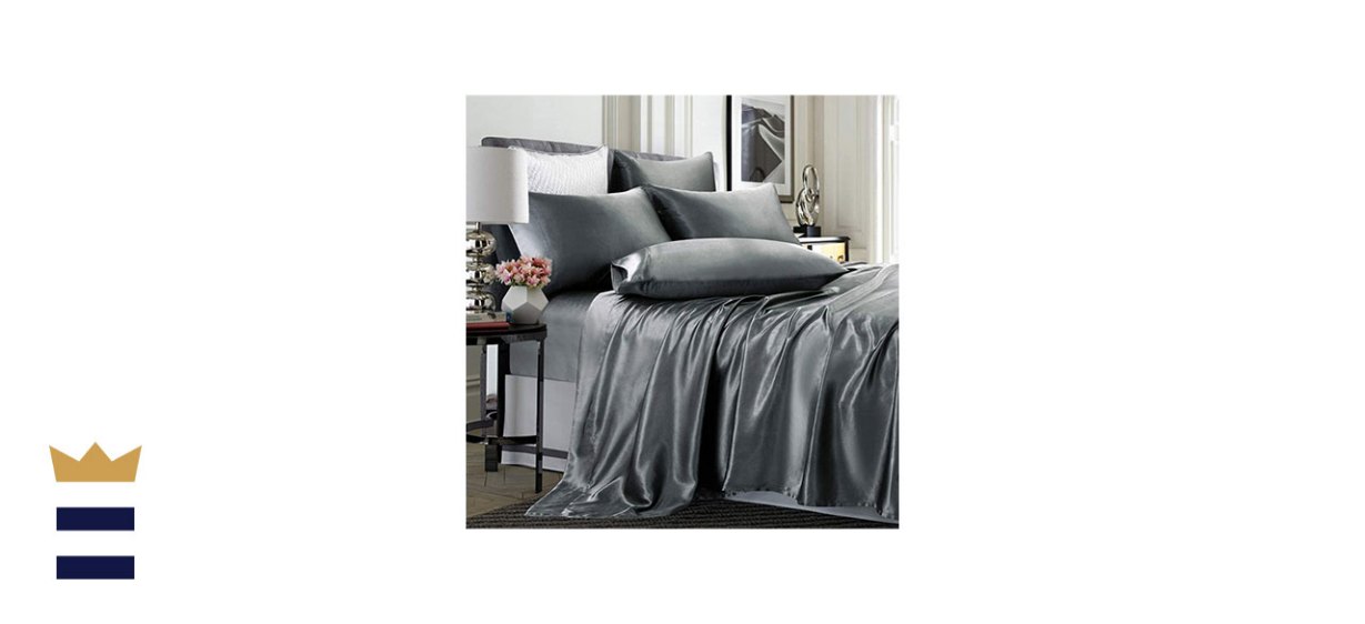 Treely Six Piece Satin Sheet Set