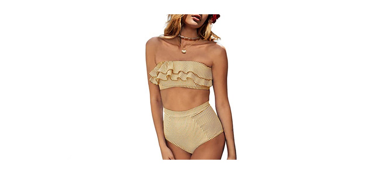 Tutorutor Two-Piece Flounce Bandeau Bikini Swimsuit