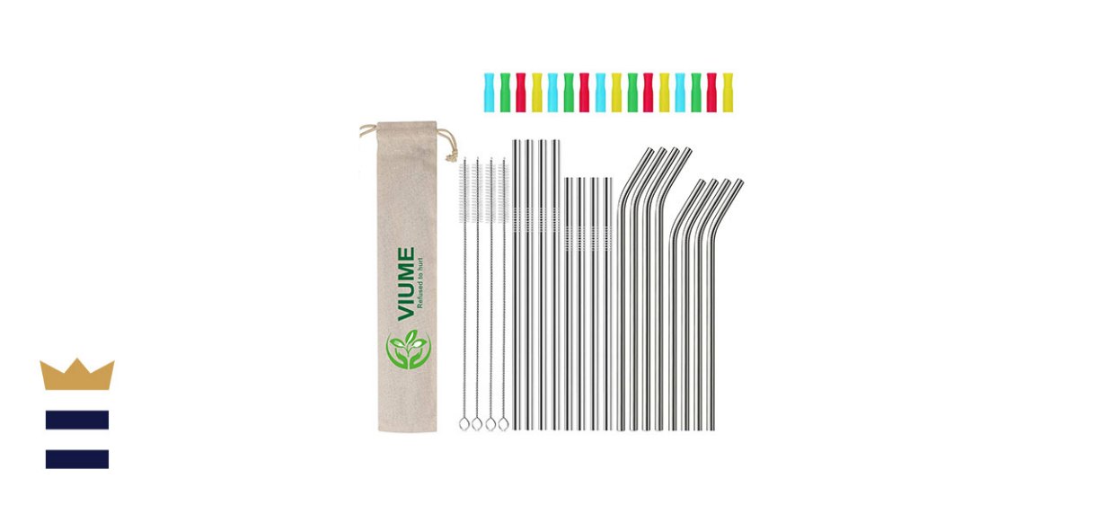 Viume Stainless Steel Metal Straws with Cleaning Brushes