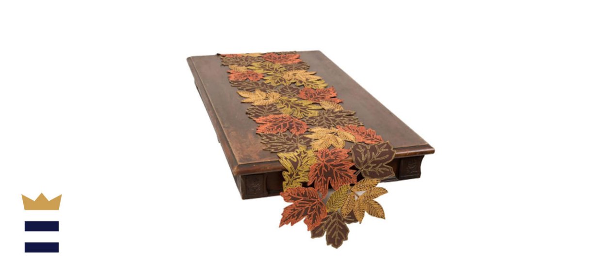 Xia Home Fashions Autumn Leaves Embroidered Cutwork Table Runner