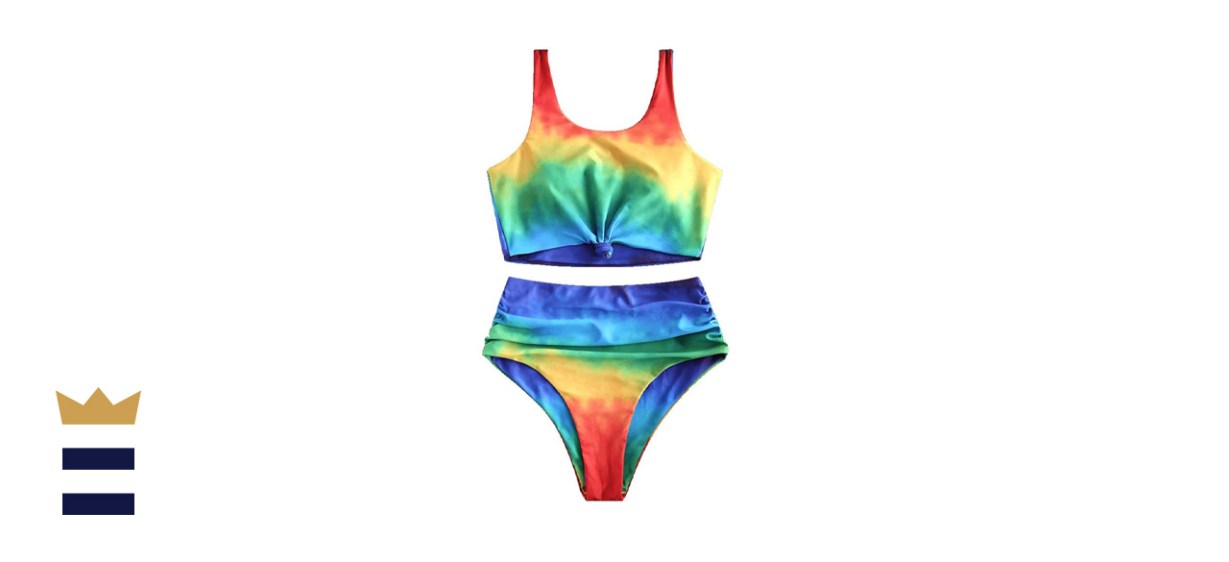 ZAFUL Women’s Scoop Neck Two-Piece High-Waisted Swimsuit