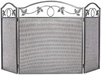 Amagabeli 3-Panel Pewter Wrought Iron Fireplace Screen