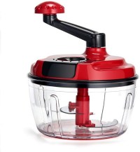 Momugs 8-Cup Red Food Processor, Manual Hand-Powered Crank