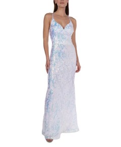 B Darlin Juniors' Sequin Sweetheart-Neck Strappy-Back Gown