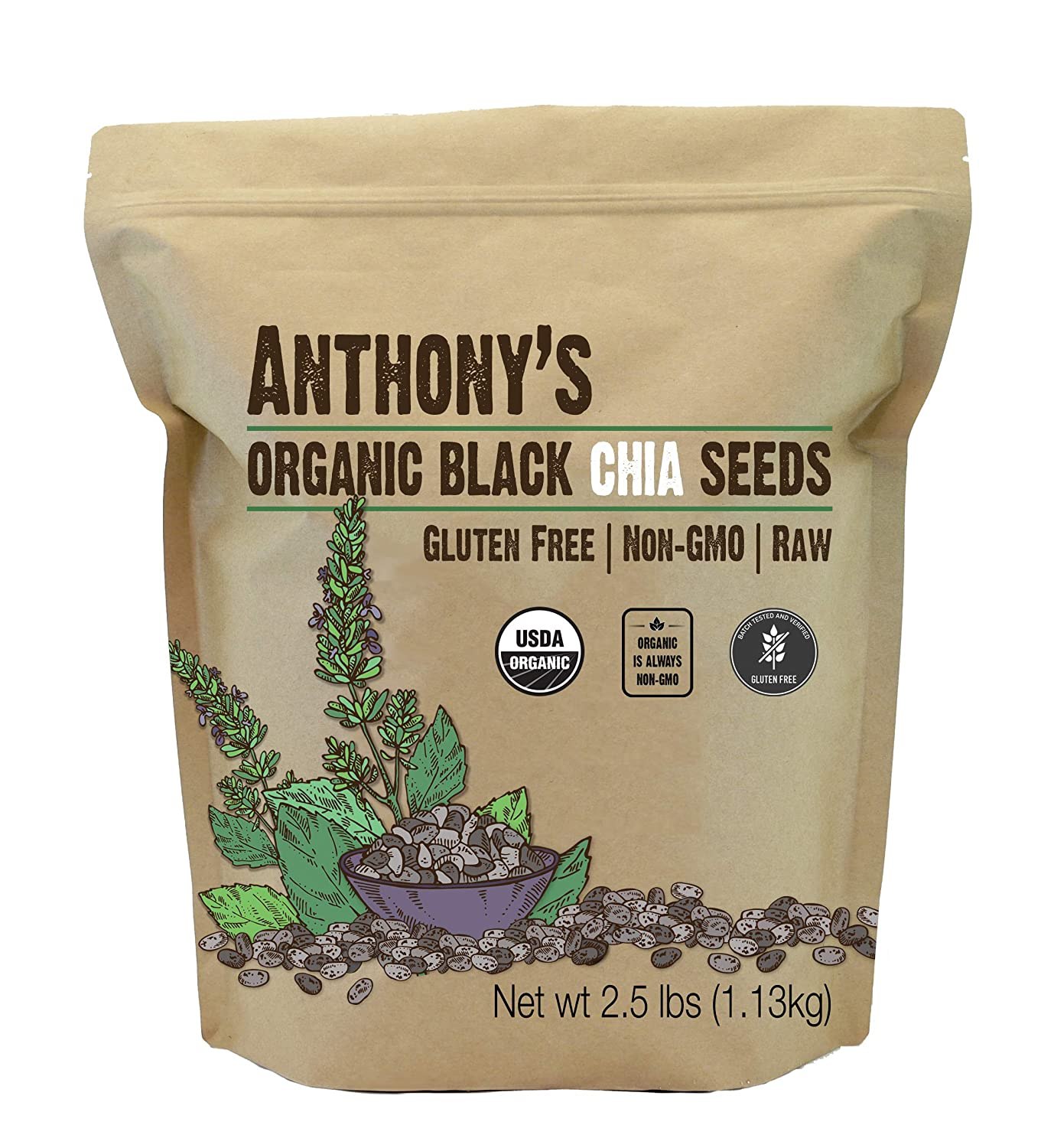 Anthony&#039;s Organic Black Chia Seeds