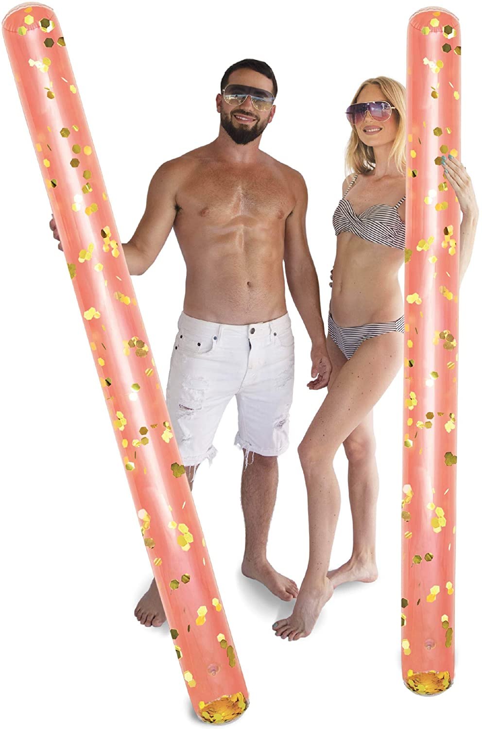 POZA 2 Pack Inflatable Jumbo Pool Noodle Floats
