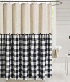 DOSLY IDÉES Linen Button Farmhouse Shower Curtain