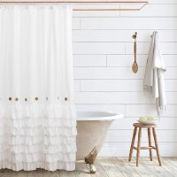 Shaina Shabby Chic White Farmhouse Shower Curtain