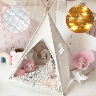 Tiny Land Teepee Tent with Mat and Light