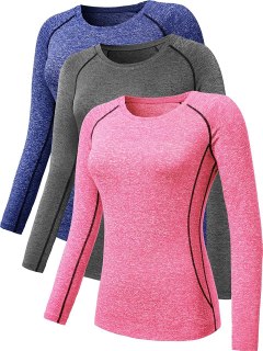 Neleus Women's 3 Pack Compression Shirts