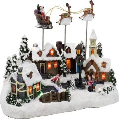 Kurt Adler Musical LED Village with Santa and Deer