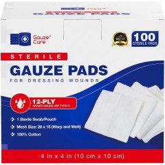 Gauze Care 100pc Large Sterile Gauze Pads