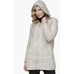 Aran Crafts Women's Irish Cable Zip Coat