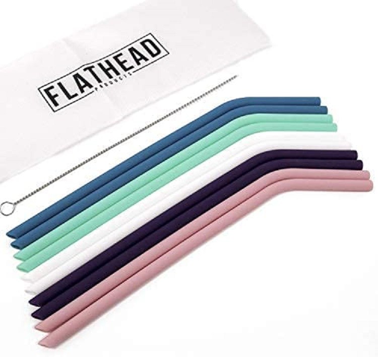 Flathead Products Reusable Silicone Drinking Straws