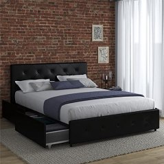 DHP Dakota Upholstered Platform Bed with Storage Drawers