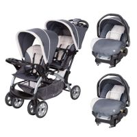 Baby Trend Harness Double Stroller with Infant Car Seats