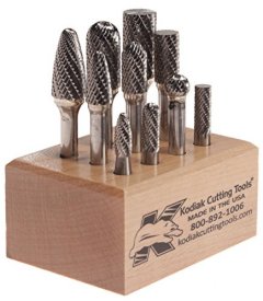 Kodiak Cutting Tools Carbide Burr Set on 1/4" Shanks, Assorted