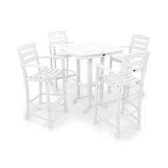 Polywood White La Casa Café 5-Piece Bar Set