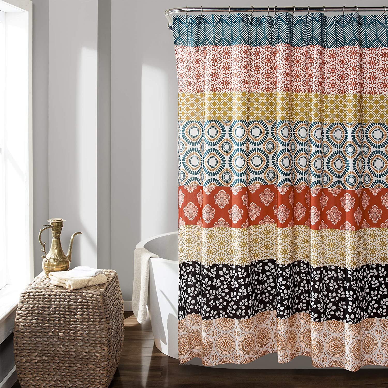 Lush Decor Bohemian Striped Shower Curtain