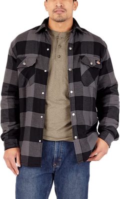 Dickies Men's Sherpa-Lined Flannel Shirt Jacket