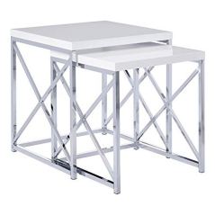 Monarch Specialties Glossy White Nesting End Table