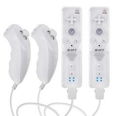 TechKen 2-Pack Wii and Wii U Remote  with Wii Motion Plus Inside and Nunchuk Controllers