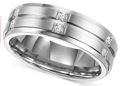 Triton Diamond Wedding Band in Stainless Steel