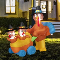 VIVOHOME 5-Foot Tall Happy Thanksgiving Inflatable Turkey